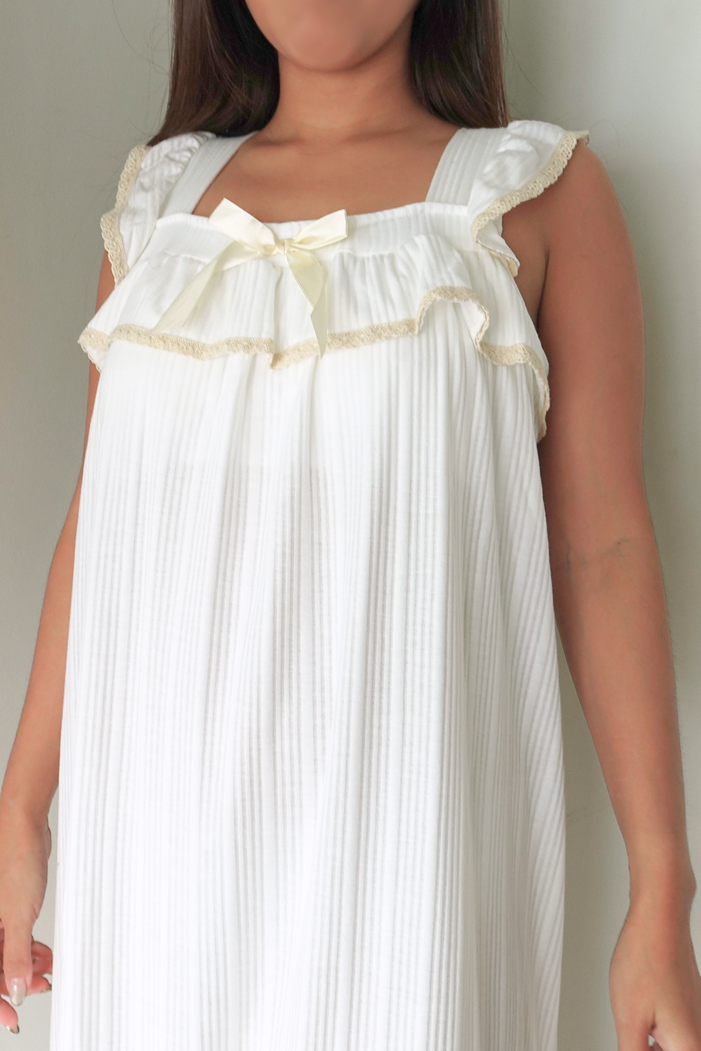 Neptune in Cloud White (Longer) | Sleepwear Dress with Built-in Bra Pads