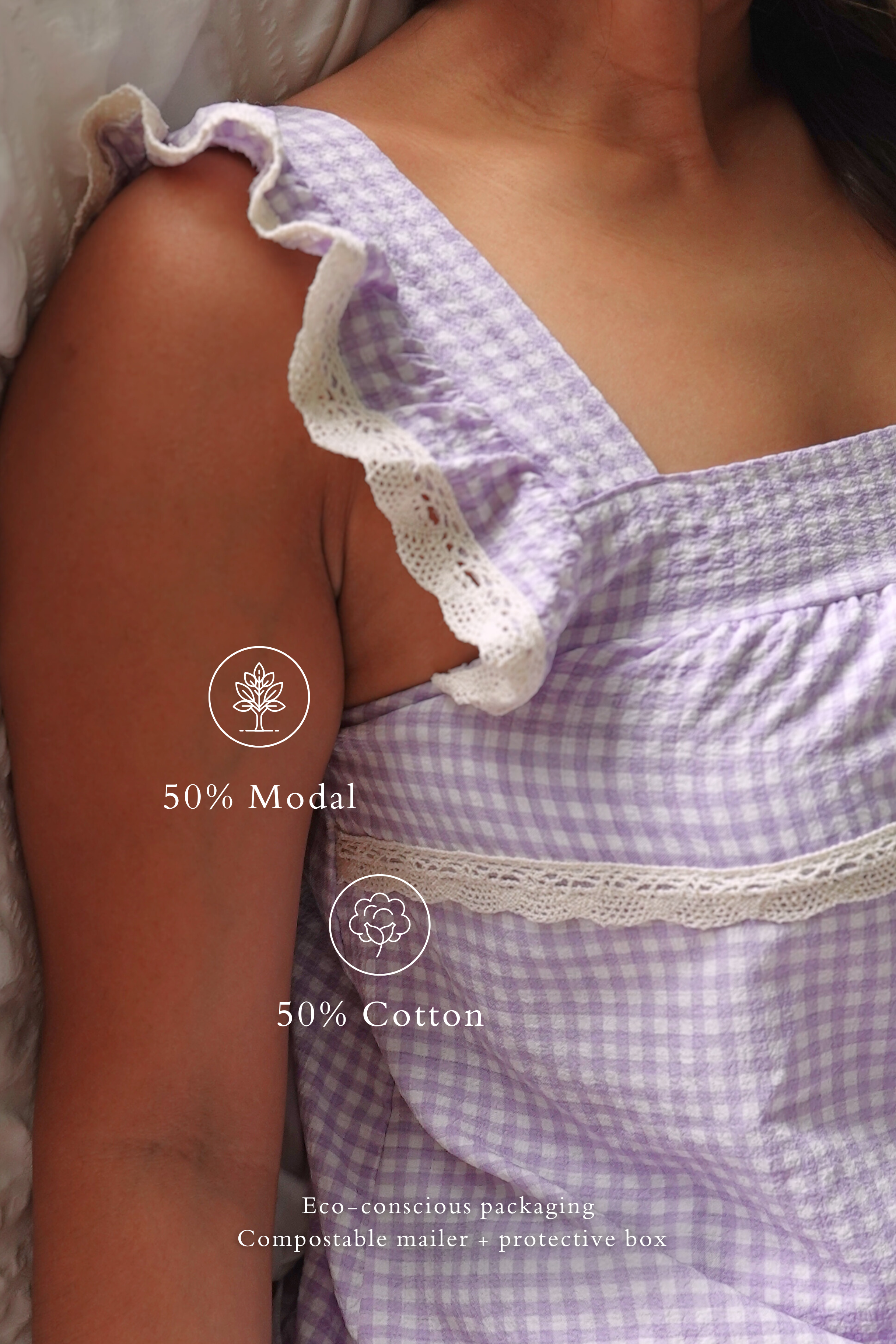 Saturn in Lilac | Sleepwear Top and Shorts Set with Built-in Bra Pads