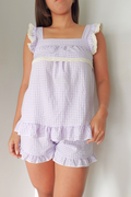 Saturn in Lilac | Sleepwear Top and Shorts Set with Built-in Bra Pads