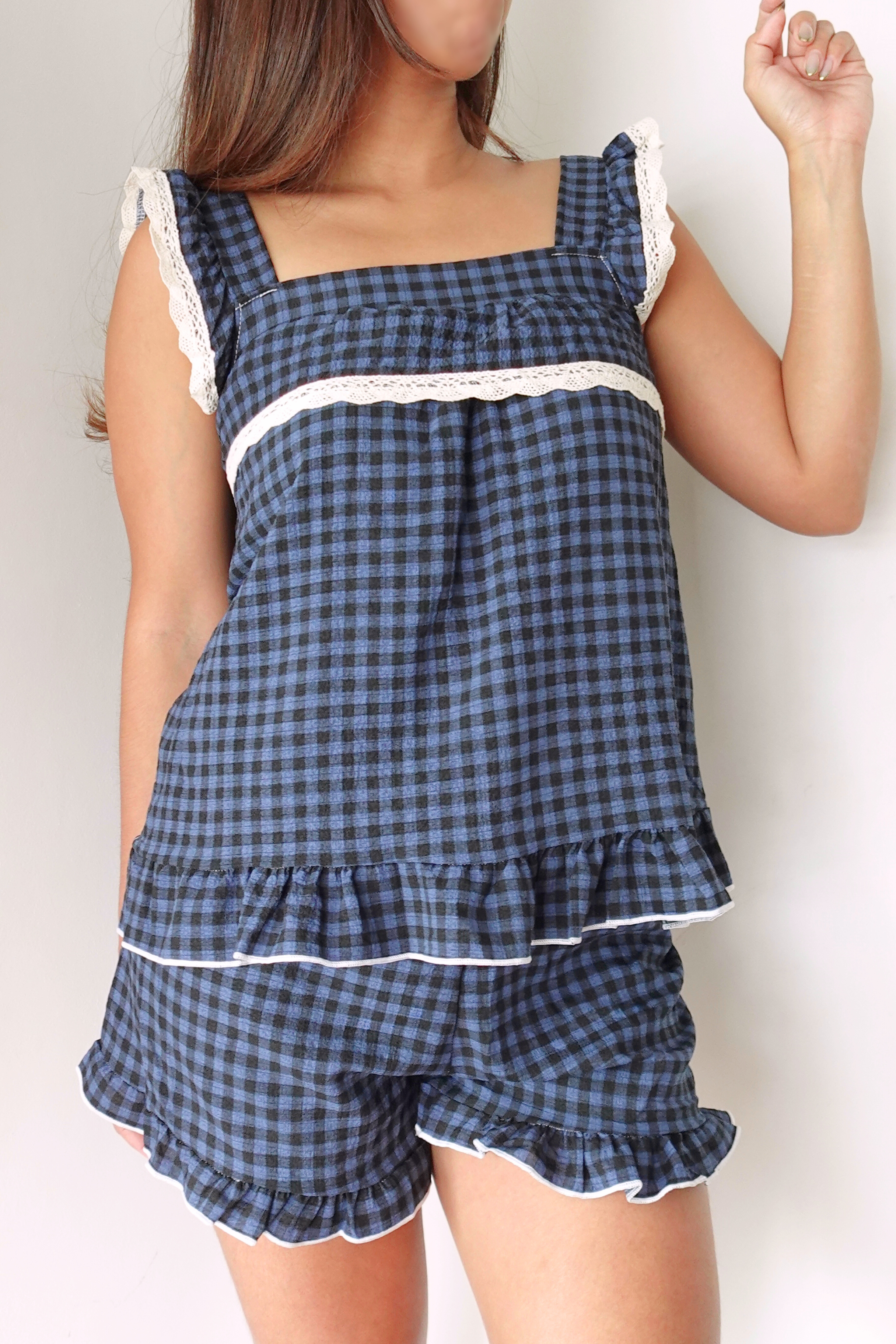 Saturn in Midnight  | Sleepwear Top and Shorts Set with Built-in Bra Pads