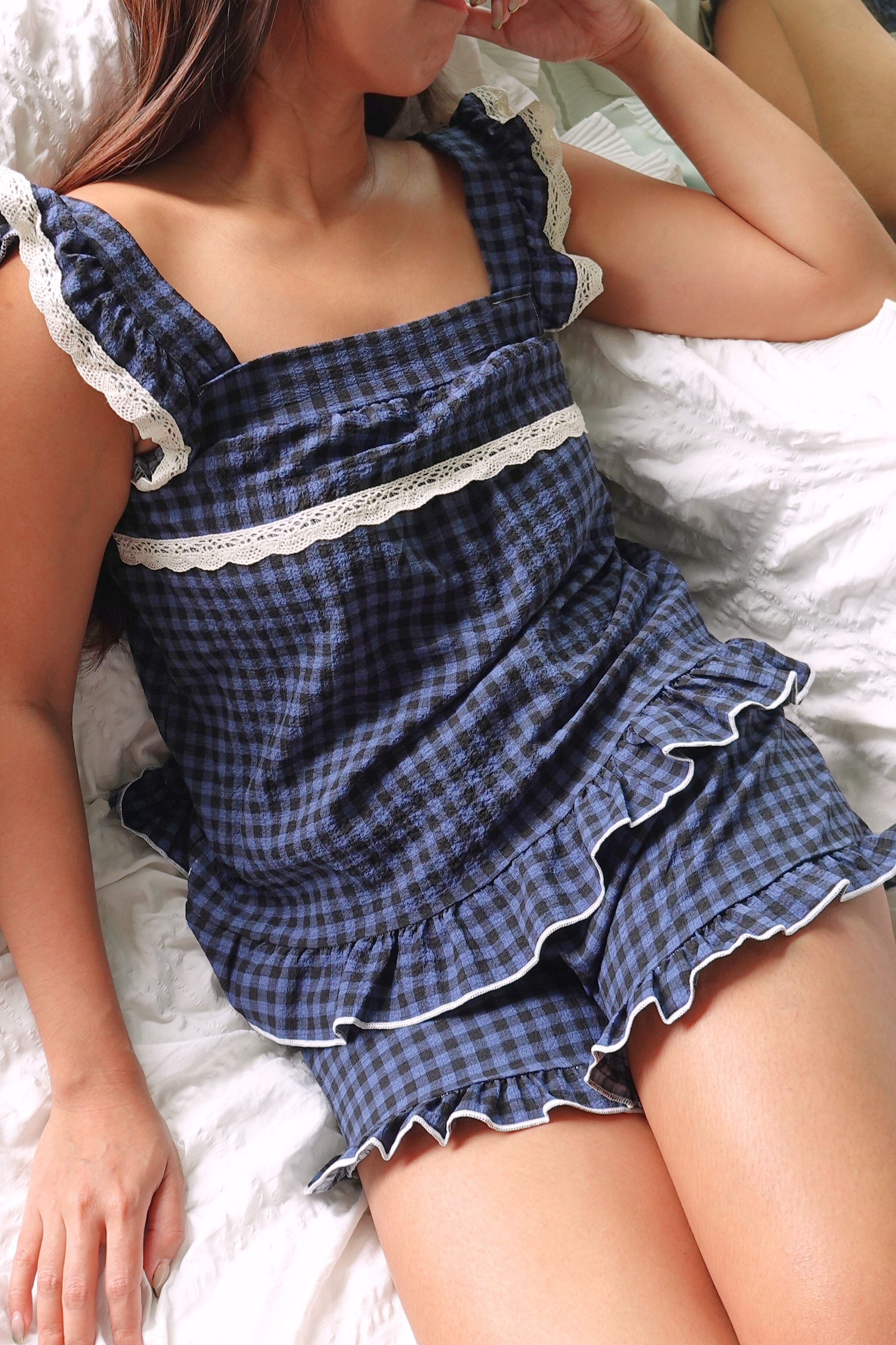 Saturn in Midnight  | Sleepwear Top and Shorts Set with Built-in Bra Pads